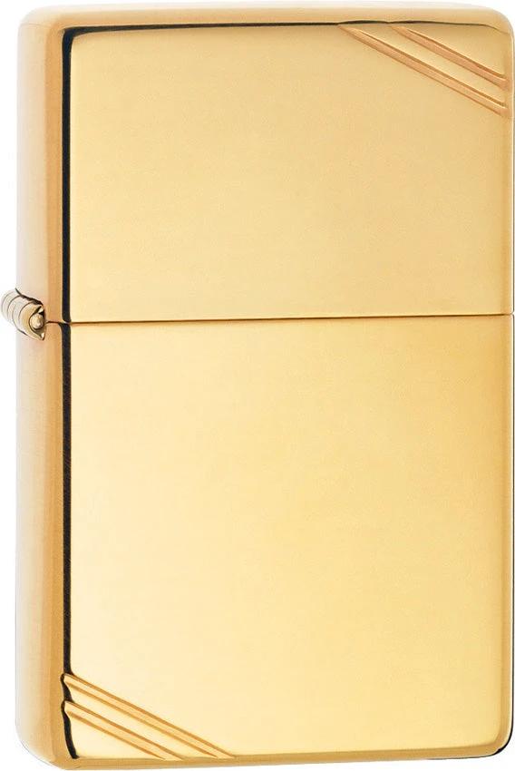 High Polish Brass Vintage Lighter with Slashes by Zippo