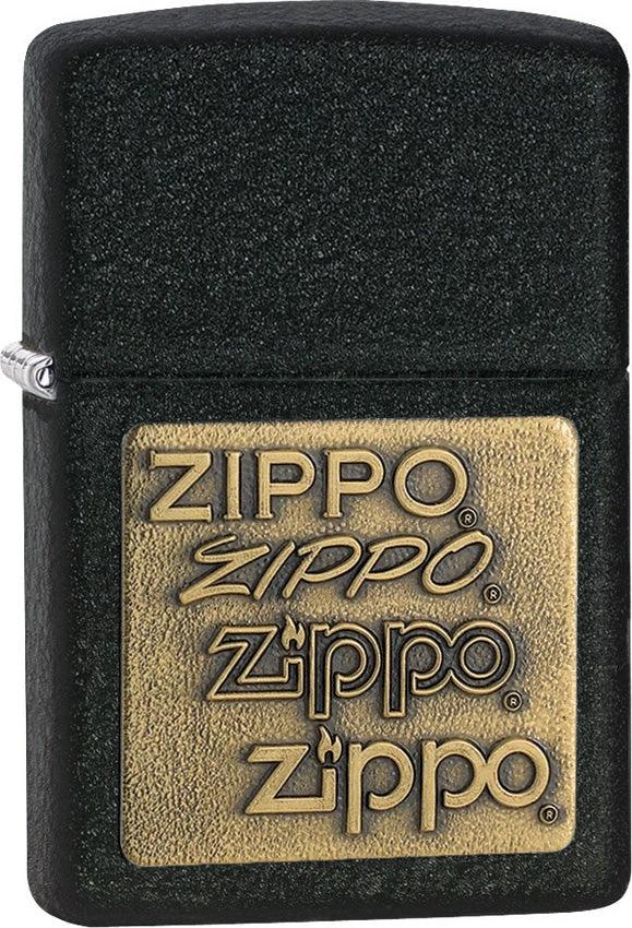 Black Crackle® Gold Zippo® Logo Lighter by Zippo