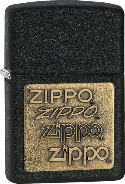 Black Crackle® Gold Zippo® Logo Lighter