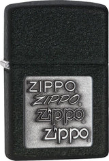 Zippo 12363 Pewter Emblem Lighter – Black Crackle Finish by Zippo