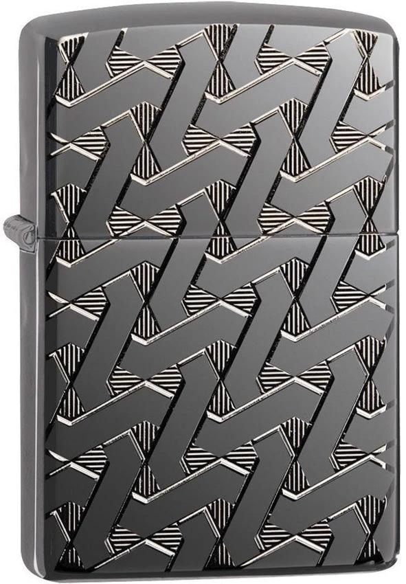 Zippo Armor® Geometric Weave Lighter – High Polish Black Ice® by Zippo