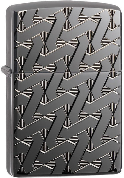 Zippo Armor® Geometric Weave Lighter – High Polish Black Ice®