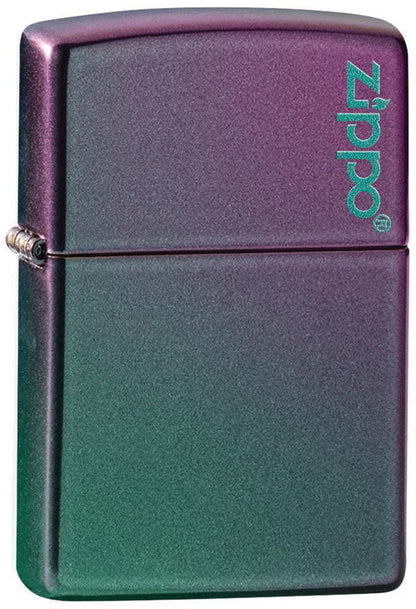 Zippo Classic Iridescent Logo Lighter – Turquoise & Violet Ombre