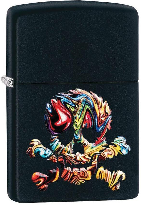 Zippo Multi-Color Skull Lighter – Black Matte Finish (49187) by Zippo