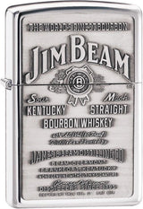 Zippo® Jim Beam Label Pewter Emblem Lighter – High Polish Chrome (Model 16928) by Zippo