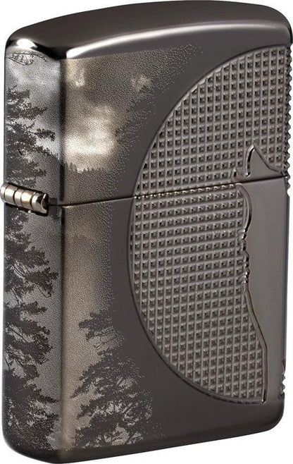 Zippo Armor® Wolf Design Lighter – Black Ice® Finish by Zippo