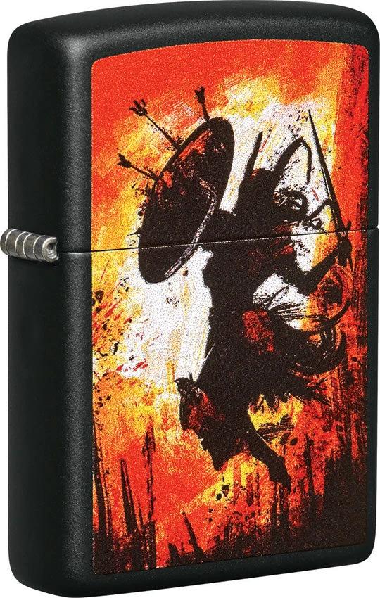Warrior Design Zippo Windproof Lighter – Black Matte by Zippo