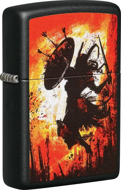 Warrior Design Zippo Windproof Lighter – Black Matte by Zippo