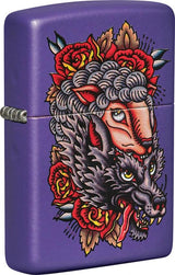 Zippo Wolf Design Windproof Lighter – Classic Purple Matte by Zippo
