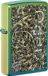 Zippo Logo Design Windproof Lighter – High Polish Teal (Model 49416) by Zippo