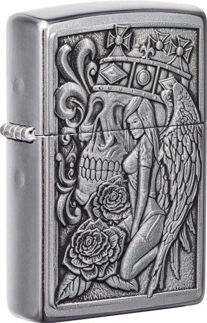 Zippo Skull & Angel Emblem Windproof Lighter – Model 49442 by Zippo