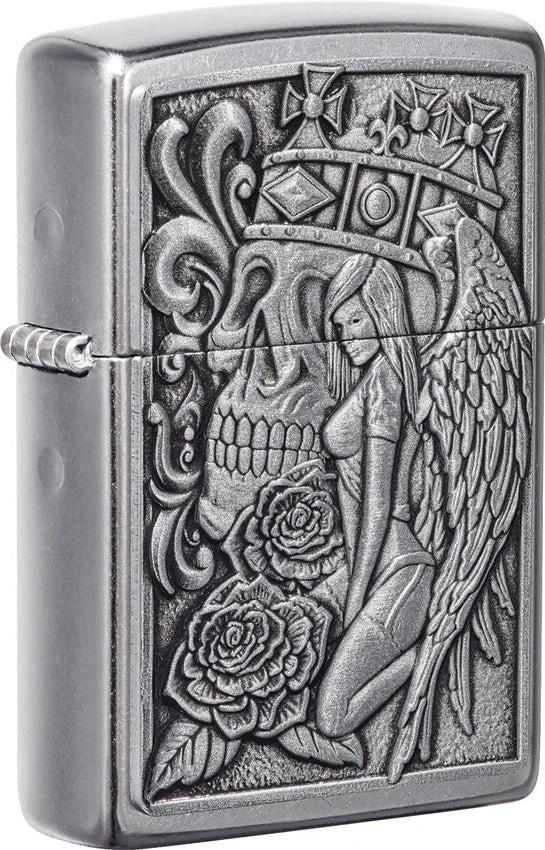 Zippo Skull & Angel Emblem Windproof Lighter – Model 49442 by Zippo