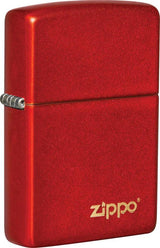 Zippo Lighter Classic Metallic Red Logo With Sleek Finish For Collectors And Gift Givers by Zippo