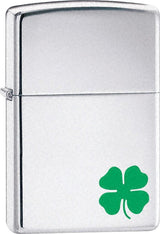Zippo High Polish Chrome Four Leaf Clover Lighter by Zippo