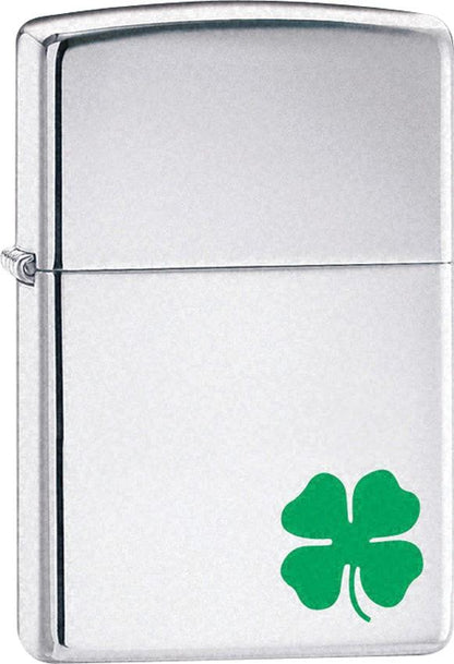 Zippo High Polish Chrome Four Leaf Clover Lighter by Zippo