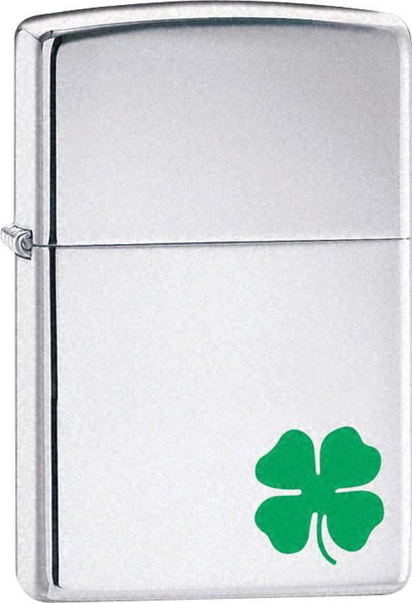 Zippo High Polish Chrome Four Leaf Clover Lighter by Zippo