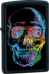 Zippo Colorful Skull Windproof Lighter – Black Matte Finish by Zippo