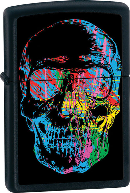 Zippo Colorful Skull Windproof Lighter – Black Matte Finish by Zippo