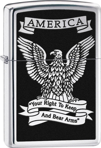 Black & White Americana Zippo Lighter – High Polish Chrome by Zippo