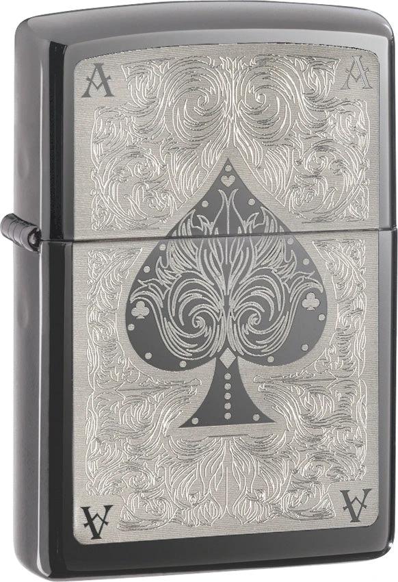Ace Filigree Zippo Lighter – Black Ice® Finish by Zippo
