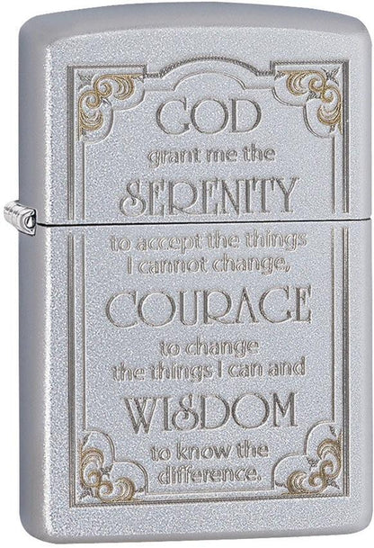 Serenity Prayer Zippo Lighter – Satin Chrome™ by Zippo