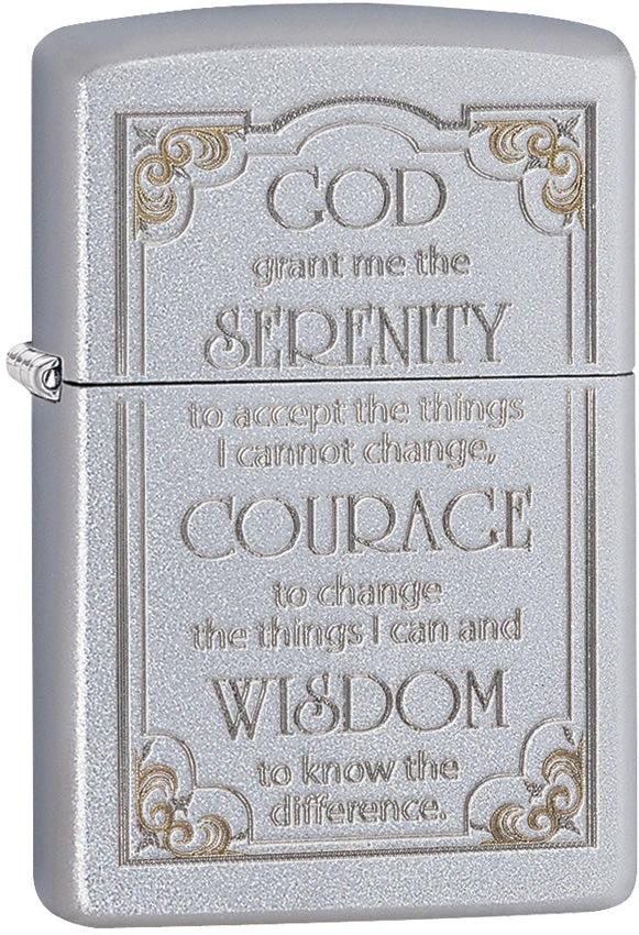 Serenity Prayer Zippo Lighter – Satin Chrome™ by Zippo