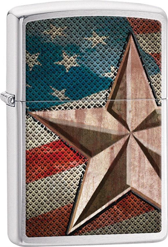 Retro Star Zippo Lighter – Brushed Chrome by Zippo