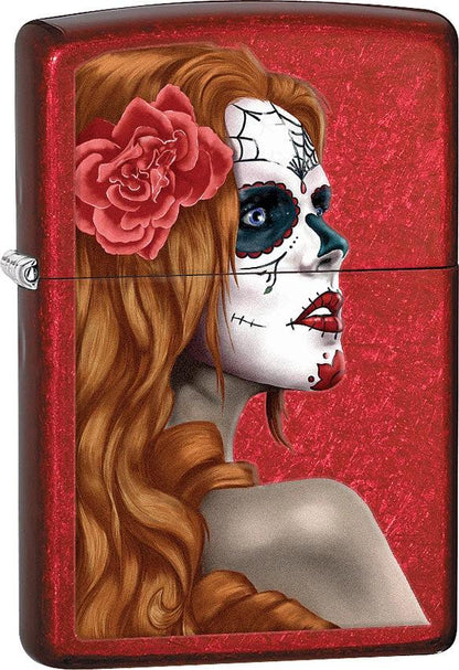 Zippo Day of the Dead Girl Lighter – Candy Apple Red by Zippo