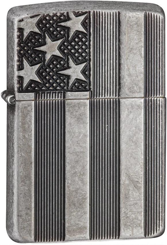 Zippo Flag Armor® Lighter – Antique Silver Plate by Zippo