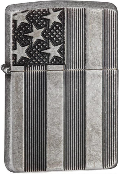 Zippo Flag Armor® Lighter – Antique Silver Plate by Zippo